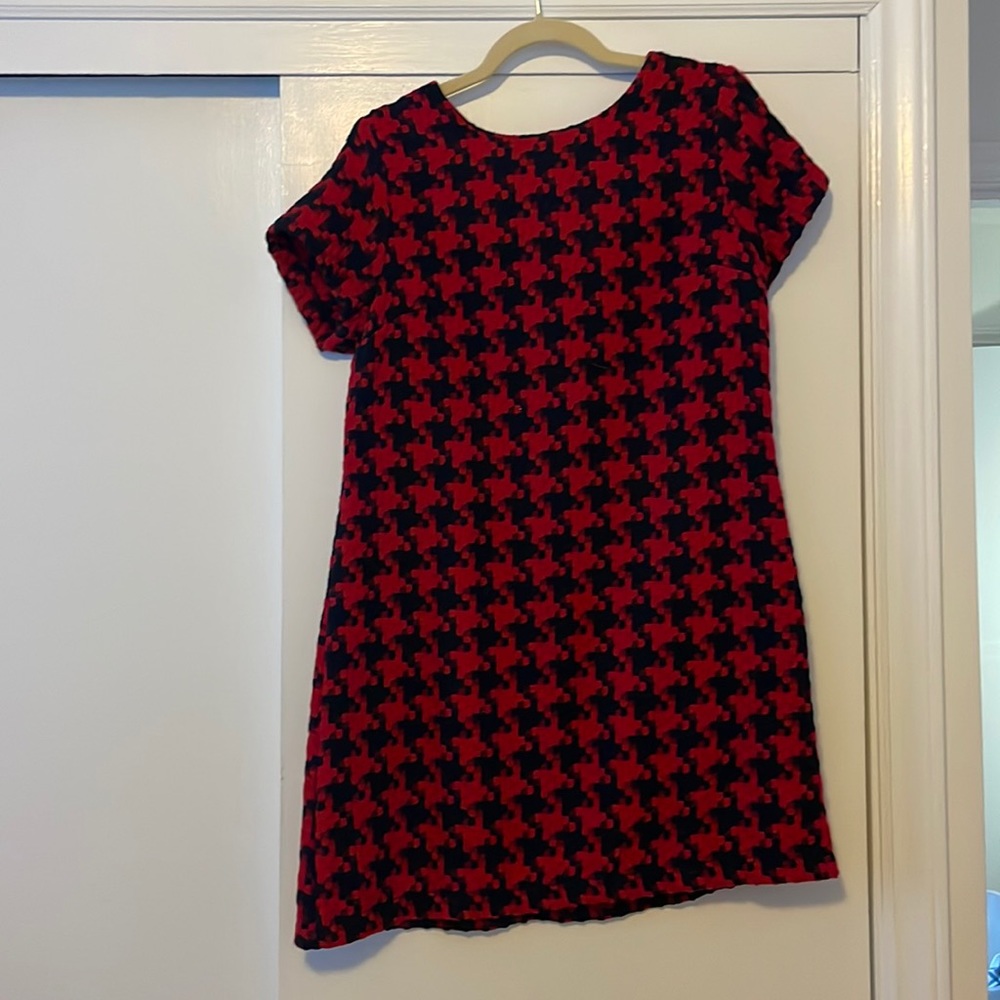 NEW Xhilaration Red & Black Herringbone A-Line Dress L